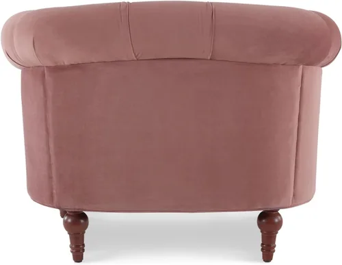 Vista 5 de Jennifer Taylor Home La Rosa - Silla de acento tapizada victoriana con capitoné, terciopelo rosa ceniza