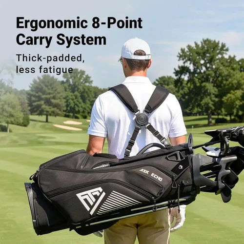 Vista 6 de ASK ECHO Golf ST-14 Bolsa híbrida con divisores de longitud completa de 14 vías y clip de putter rápido