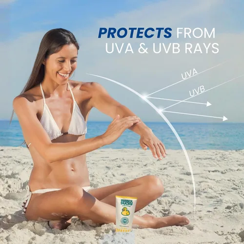 Vista 6 de Rubber Ducky Protector solar SPF 50 con vitamina E - Protector solar ligero y resistente al agua para niños - Loción de protección solar sin