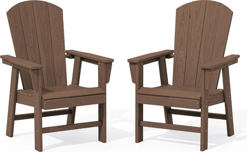 Vista 12 de SERWALL Juego de sillas de comedor Adirondack para exterior, conjunto de 2, sillas de patio de HDPE resistentes a todo clima, color negro