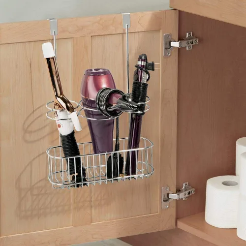 Vista 4 de mDesign - Cesta de almacenamiento para secadora de pelo, planchas planas, rizadores, alisadores de pelo, 3 secciones