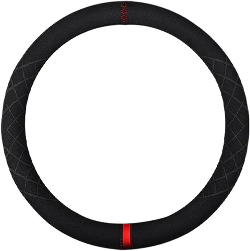 Vista 9 de Funda de volante de gamuza de 14 pulgadas, compatible con Tesla Model 3 Model Y, funda de volante deportiva de cuero gamuza antideslizante