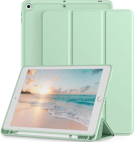 Vista 16 de Funda compatible con iPad de 9ª/8ª/7ª generación, para iPad de 10.2 pulgadas con soporte para lápiz, funda inteligente con soporte de TPU