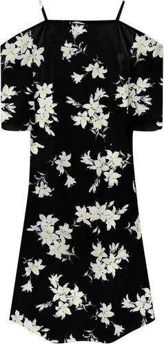 Vista 3 de Vestido largo para mujer, vestido de manga corta, holgado, cómodo, elegante, con cuello en V