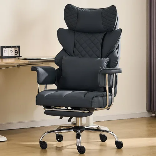Vista 4 de DYHOME Silla de oficina de masaje reclinable, 500 libras, masaje de Negro