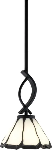 Vista 116 de Toltec Lighting Cavella Stem Colgado Mini colgante, acabado grafito, vidrio de muselina blanca de 4 pulgadas