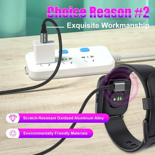Vista 3 de AGVEE Cargador corto de 1.5 pies para Garmin Watch USB C, cable de carga en forma de L para Fenix, Forerunner, Vivoactive, Instinct, Venu, Tactix