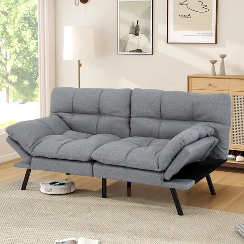 Vista 11 de Opoiar Sofá cama plegable de espuma viscoelástica convertible con reposabrazos y respaldos ajustables para espacios pequeños, oficina, estudio