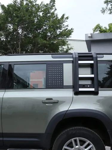 Vista 6 de Para Land Rover Defender 110 2020 2021 Aleación de aluminio Puerta trasera del coche Ventana lateral Cubierta del panel protector de vidrio
