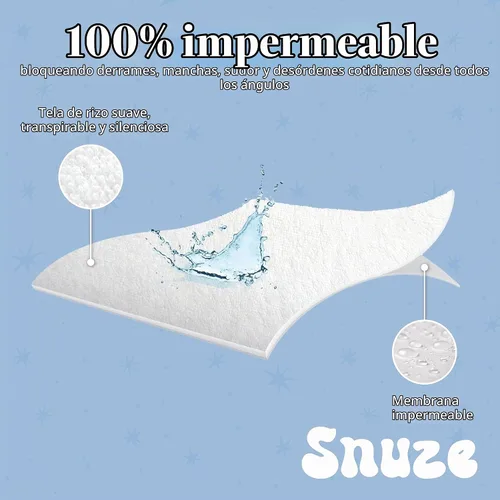 Vista 5 de Snuze Protector de colchón de rizo suave, tamaño individual, funda impermeable, suave, transpirable, lavable a máquina, se adapta a colchones