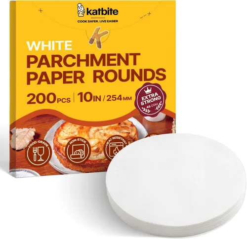 Vista 21 de Katbite 200 piezas de papel pergamino redondo de 4 pulgadas, sin blanquear y antiadherente, círculos de pergamino precortados para moldes Marrón