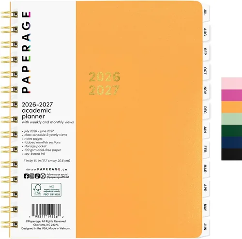 Vista 21 de PAPERAGE Agenda académica, agenda semanal y mensual y calendario, 12 meses, julio de 2026 a junio de 2027, (9.5 x 11 pulgadas), agenda de Negro