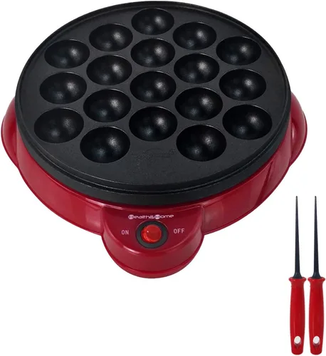 Vista 2 de Health and Home Máquina Eléctrica para Hacer Takoyaki con Herramientas Takoyaki Gratuitas - Moldes Especiales y Novedosos para Pasteles Takoyaki