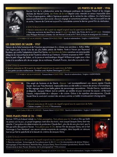 Vista 2 de Yves Montand Collection - 4-DVD BoxSet ( Les portes de la nuit Les sorcières de Salem Garçon! Trois places pour le 26 )