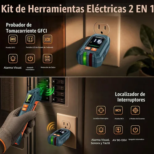 Vista 2 de Goldeep Circuit Breaker Finder, GFCI Outlet Tester with Digital LCD Display Vitality Orange