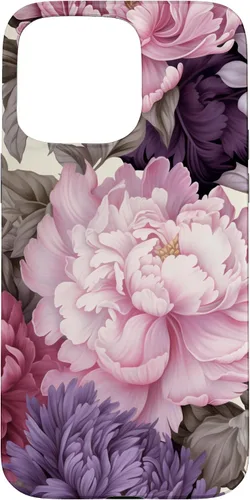 Vista 28 de Elegant Blush Pink And Purple Vintage Floral Rose And Peony Case for iPhone 16