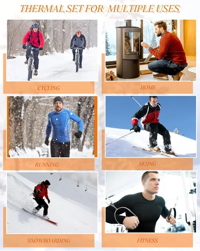 Vista 6 de Liitrsh Juego de 4 piezas de ropa interior térmica para hombre, ropa interior larga con forro polar, capa base de secado rápido, parte inferior