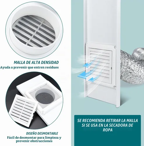 Vista 5 de Daisypower Kit de ventana de ventilación para secadora, kit de ventilación de ventana ajustable de 4 pulgadas con cubierta de ventilación