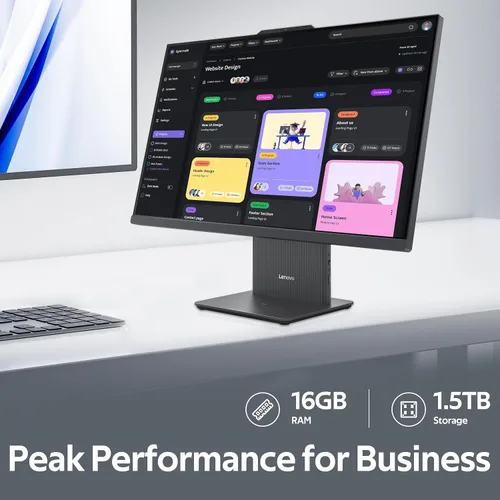 Vista 3 de Lenovo IdeaCentre AIO 3 23.8 pulgadas FHD todo en uno, AMD Ryzen 5 7535HS, 16 GB DDR5, 1.5 TB de almacenamiento