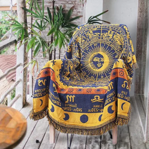 Vista 10 de Mantas Boho Reversibles Mantas Tejidas Cubiertas Hippie para Sofá Cama Sillón Reclinable Sofá Tapiz Bohemio Protector de Muebles Colorido