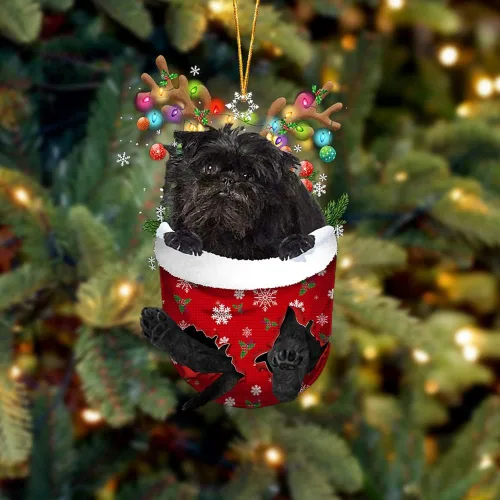 Vista 2 de LOVELYPOD Adorno Personalizado de Perro Affenpinscher, Adornos de Navidad Affenpinscher Regalo para Amante de Perros, Adorno de Navidad Colgante