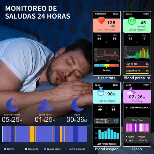 Vista 5 de J-CD Reloj inteligente para hombre, pantalla HD de 1.32 pulgadas, compatible con hacer y recibir llamadas, monitor de sueño, modo deportivo, reloj