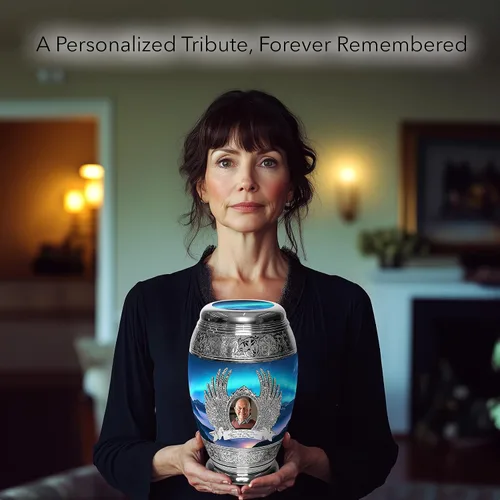 Vista 5 de Commemorative Cremation Urns Urnas de cremación personalizadas decorativas hechas a mano para mujeres (aurora boreal extragrandes)