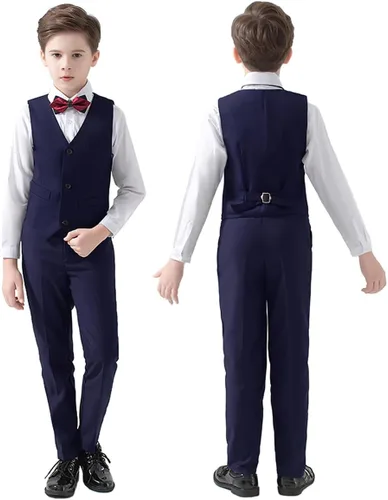 Vista 3 de Trajes de 5 piezas para niños, conjunto formal de portador de anillo de boda