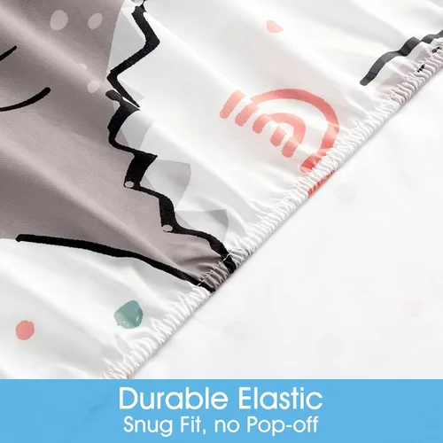 Vista 4 de BYSURE Juego de sábanas para cama individual para niños (Dinosaurio, gris), 3 piezas de sábanas de bolsillo profundo de ajuste fácil, ropa de cama