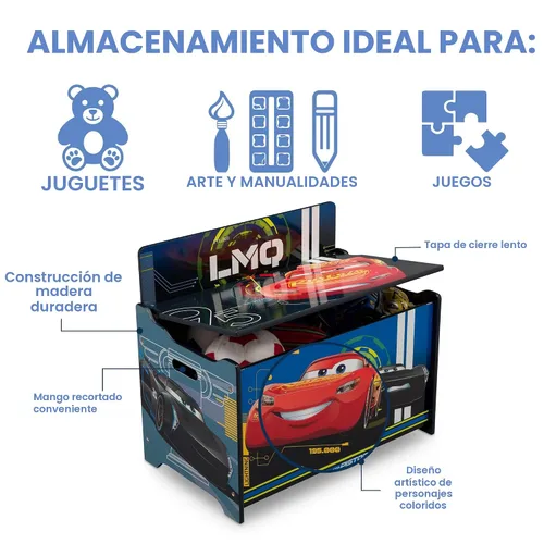 Vista 3 de Delta Children Caja de juguetes de lujo, Disney/Pixar Cars
