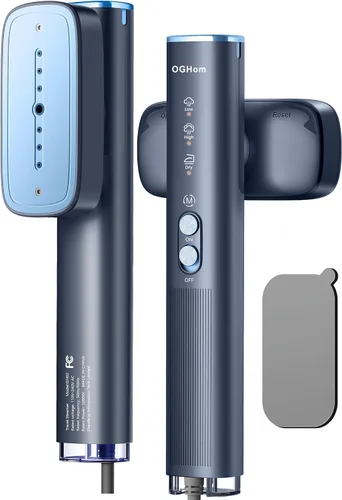 Vista 10 de OGHom Vaporizador para ropa, vaporizador de viaje de 110-240 V y plancha 2 en 1, potente vapor de 1000 W, removedor de arrugas de prendas portátil