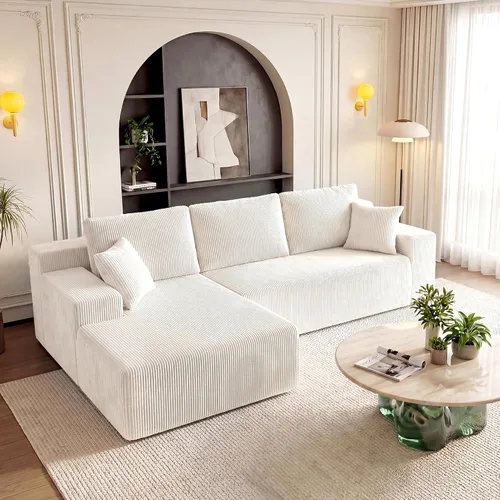 Vista 18 de Sofás seccionales sin estructura de 106 pulgadas para sala de estar, sofá modular en forma de L con asiento profundo de gran tamaño con chaise Beige
