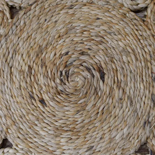 Vista 5 de Alfombra oriental tejida a mano de yute ecológica, 5 x 5 pies, forma redonda, color beige, patrón oriental, pelo alto, fibra natural, alfombras