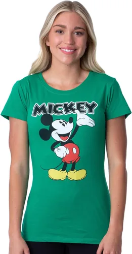 Vista 3 de Disney - Camiseta clásica y cómoda de Mickey Mouse con cuello redondo para mujer