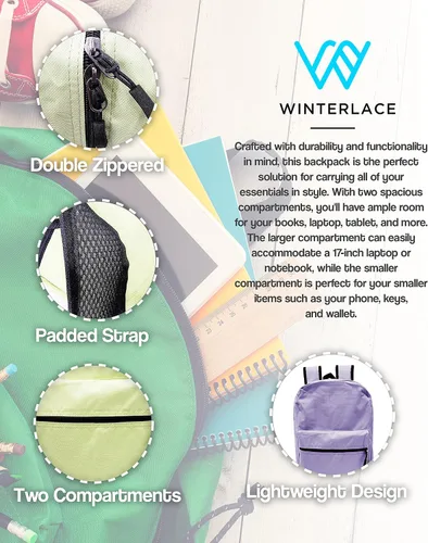 Vista 2 de Winterlace Paquete de 24 mochilas, bolsa ligera de 17 pulgadas para viajes al aire libre, gimnasio, eventos corporativos (negro)