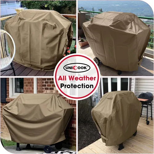 Vista 7 de Unicook - Funda para parrilla de barbacoa, resistente al agua, para exteriores, con costuras selladas, resistente al desgarro y a la decoloración