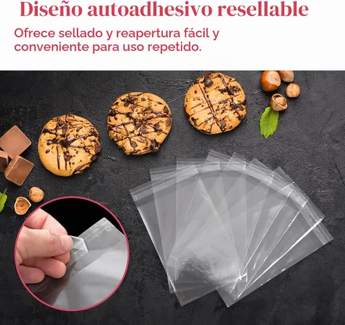 Vista 2 de Prestee Bolsas de celofán transparente autosellantes – Paquete de 200 bolsas de plástico transparente para embalaje, golosinas, regalos y bolsas