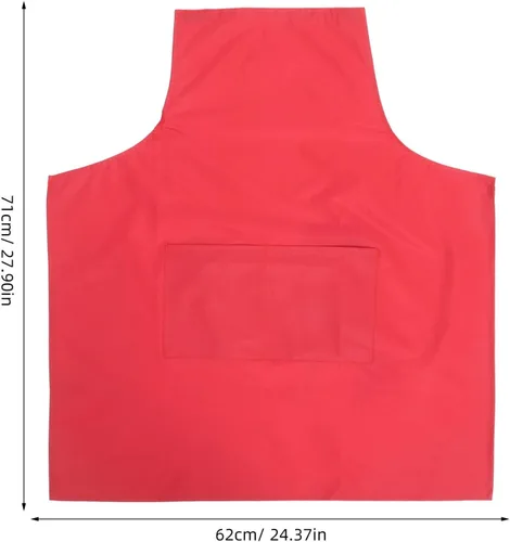 Vista 8 de COLLBATH Waterproof Kitchen Apron for Men and Women Pvc Waist Apron with Large Pocket for Indoor Use Red