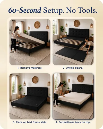 Vista 8 de Original Bunkie Board Twin - Paquete de 2 (38 x 75), soporte para debajo de Tabla de soporte de cama antideslizante y transpirable para marco