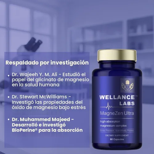 Vista 5 de Complejo MagneZen Ultra Magnesio con B6, fórmula de 4 fuentes para aliviar el estrés y apoyar el sueño