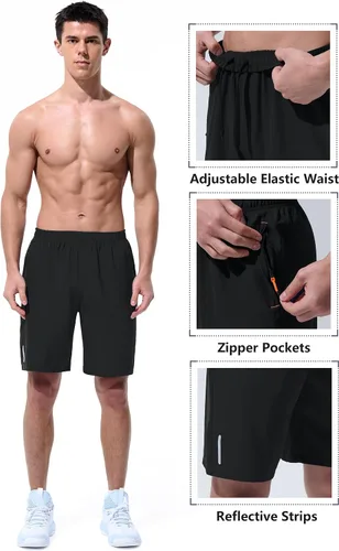 Vista 4 de Pantalones cortos deportivos para hombre, pantalones cortos de entrenamiento de secado rápido, pantalones cortos de entrenamiento de 7 pulgadas9