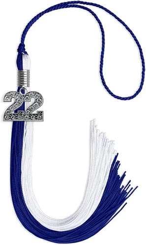 Vista 99 de Endea Graduation Borla de doble color con dije de plata brillante (negro/oro antiguo, 2025)