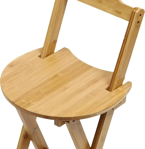 Vista 6 de Taburete de bar plegable de bambú con respaldo y reposapiés, sillas de bar portátiles para el hogar, isla de cocina, desayuno, sin montaje