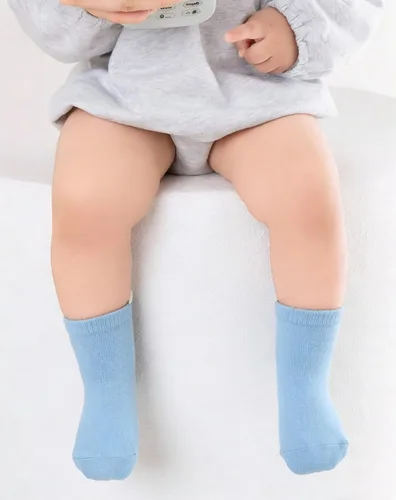 Vista 5 de XuoAz Calcetines de bebé con agarres para niños y niñas, calcetines antideslizantes con agarres, 6 pares