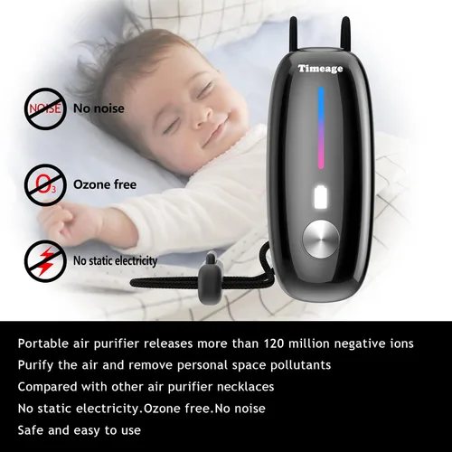 Vista 3 de Purificador de aire portátil, collar purificador de aire personal, mini ionizador de aire portátil que elimina polen, humo, polvo para exteriores
