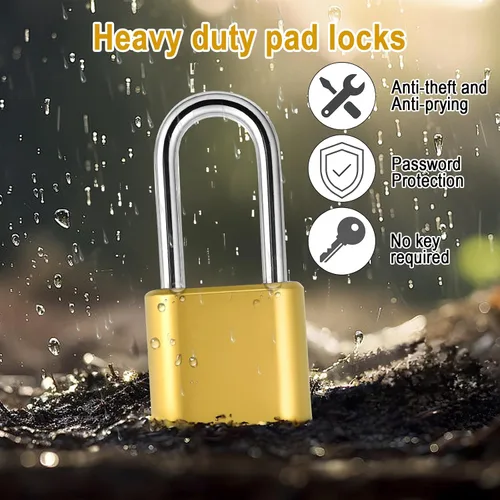 Vista 3 de Lockwise Candado de combinación de 4 dígitos, resistente a la intemperie, para casillero de gimnasio al aire libre, establece tu propio candado