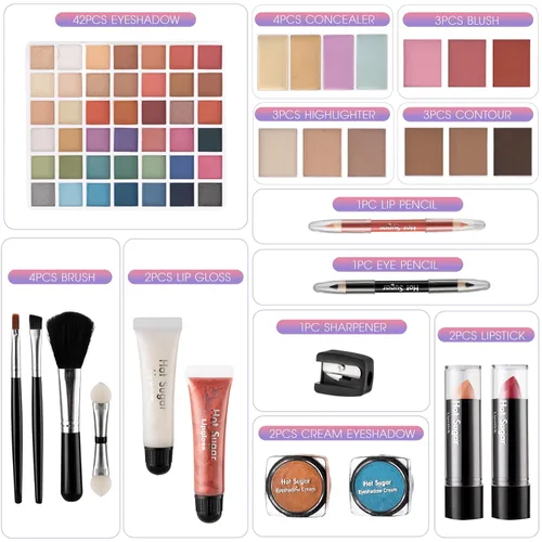 Vista 3 de Hot Sugar Kit de maquillaje para adolescentes para niñas de 13 a 15 años, kit de maquillaje para niños, juego de regalo de maquillaje para fiestas