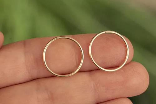 Vista 128 de Aretes de aro de oro de plata – Aretes de aro para mujer, dos piezas de aros de plata fina rellenos de oro, aro de hélice, anillo de tragus, aro