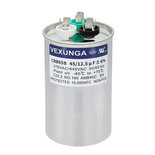 Vista 74 de VEXUNGA Capacitor Dual de Arranque Redondo A/C de 50/5 uF 50+5 MFD 370VAC o 440VAC CBB65 CBB65B Capacitores de Aire Acondicionado para Motor
