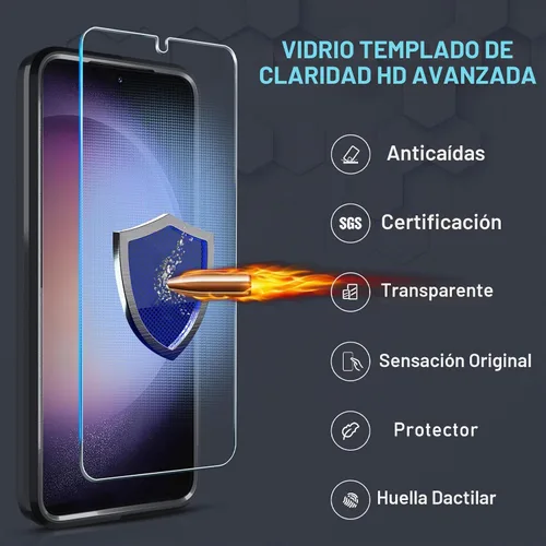 Vista 6 de Compatible con Samsung Galaxy S24/S25 Funda con Protector de Pantalla de Vidrio Templado, Resistente a Prueba de Golpes de Servicio Pesado Funda